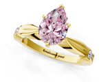 Yellow gold Fancy Pink Pear  Solitaire Diamond Twisted Band with Four-Prong Setting_47