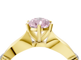 Yellow gold Fancy Pink Pear  Solitaire Diamond Twisted Band with Four-Prong Setting_48