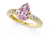 Yellow gold Fancy Pink Pear  Solitaire Diamond with Pavé Band and Four-Prong Setting_93