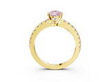 Yellow gold Fancy Pink Pear  Solitaire Diamond with Pavé Band and Four-Prong Setting_95