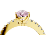 Yellow gold Fancy Pink Pear  Solitaire Diamond with Pavé Band and Four-Prong Setting_96