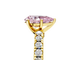 Yellow gold Fancy Pink Pear  Solitaire Diamond with Pavé Band and Four-Prong Setting_97