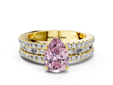 Yellow gold Fancy Pink Pear  Solitaire Diamond with Pave and Channel Set Band_42