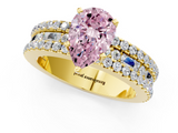 Yellow gold Fancy Pink Pear  Solitaire Diamond with Pave and Channel Set Band_43