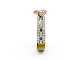 Yellow gold Fancy Pink Pear  Solitaire Diamond with Pave and Channel Set Band_44
