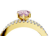 Yellow gold Fancy Pink Pear  Solitaire Diamond with Pave and Channel Set Band_46