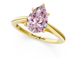 Yellow gold Fancy Pink Pear  Solitaire Engagement Ring with Four-Prong Setting and Classic Band 1