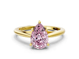 Yellow gold Fancy Pink Pear  Solitaire Engagement Ring with Four-Prong Setting and Classic Band
