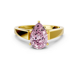 Yellow gold Fancy Pink Pear  Solitaire Engagement Ring with Four-Prong Setting and Tapered Band_3