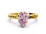 Yellow gold Fancy Pink Pear  Solitaire Engagement Ring with Scrollwork Band and Four-Prong Setting_130