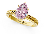 Yellow gold Fancy Pink Pear  Solitaire Engagement Ring with Scrollwork Band and Four-Prong Setting_131
