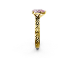 Yellow gold Fancy Pink Pear  Solitaire Engagement Ring with Scrollwork Band and Four-Prong Setting_132