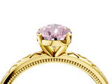 Yellow gold Fancy Pink Pear  Solitaire Engagement Ring with Scrollwork Band and Four-Prong Setting_134