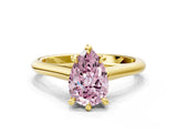 Yellow gold Fancy Pink Pear  Solitaire Engagement Ring with Six-Prong Setting and Classic Band 1
