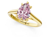 Yellow gold Fancy Pink Pear  Solitaire Engagement Ring with Six-Prong Setting and Classic Band 2