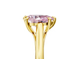 Yellow gold Fancy Pink Pear  Solitaire Engagement Ring with Six-Prong Setting and Classic Band