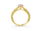 Yellow gold Fancy Pink Pear  Solitaire Floral Milgrain Engagement Ring_53