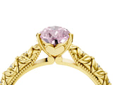 Yellow gold Fancy Pink Pear  Solitaire Floral Milgrain Engagement Ring_54
