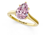 Yellow gold Fancy Pink Pear  Solitaire Heart Prong Engagement Ring with Tapered Band_56