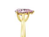 Yellow gold Fancy Pink Pear  Solitaire Heart Prong Engagement Ring with Tapered Band_60