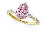Yellow gold Fancy Pink Pear  Solitaire Marquise Side Stone Prong Setting Ring_45