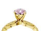 Yellow gold Fancy Pink Pear  Solitaire Milgrain Diamond Engagement Ring with Bezel and Marquise Band_116