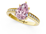 Yellow gold Fancy Pink Pear  Solitaire Pavé Band Prong Setting Ring_21