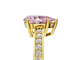 Yellow gold Fancy Pink Pear  Solitaire Pavé Band Prong Setting Ring_25