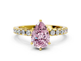 Yellow gold Fancy Pink Pear  Solitaire Pavé Band with Four-Prong Setting_162