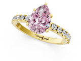 Yellow gold Fancy Pink Pear  Solitaire Pavé Band with Four-Prong Setting_163
