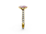 Yellow gold Fancy Pink Pear  Solitaire Pavé Band with Four-Prong Setting_164