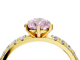 Yellow gold Fancy Pink Pear  Solitaire Pavé Band with Four-Prong Setting_166