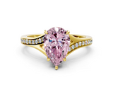 Yellow gold Fancy Pink Pear  Solitaire Pavé Band with Four-Prong Setting_66