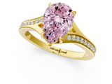 Yellow gold Fancy Pink Pear  Solitaire Pavé Band with Four-Prong Setting_67