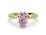 Yellow gold Fancy Pink Pear  Solitaire Pavé Diamond Engagement Ring with Four-Prong Setting_113