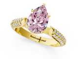 Yellow gold Fancy Pink Pear  Solitaire Pavé Diamond Engagement Ring with Four-Prong Setting_114
