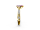 Yellow gold Fancy Pink Pear  Solitaire Pavé Diamond Engagement Ring with Four-Prong Setting_115