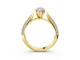 Yellow gold Fancy Pink Pear  Solitaire Pavé Diamond Engagement Ring with Four-Prong Setting_116
