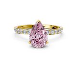 Yellow gold Fancy Pink Pear  Solitaire Pavé Diamond Engagement Ring with Four-Prong Setting_25