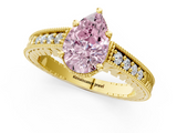 Yellow gold Fancy Pink Pear  Solitaire Pavé Diamond Milgrain Engagement Ring with Four-Prong Setting_4