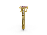 Yellow gold Fancy Pink Pear  Solitaire Pavé Diamond Milgrain Engagement Ring with Four-Prong Setting_5