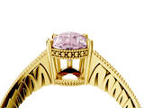 Yellow gold Fancy Pink Pear  Solitaire Pavé Diamond Milgrain Engagement Ring with Four-Prong Setting_7