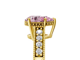 Yellow gold Fancy Pink Pear  Solitaire Pavé Diamond Milgrain Engagement Ring with Four-Prong Setting_8