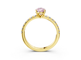 Yellow gold Fancy Pink Pear  Solitaire Pave Diamond Engagement Ring with Four-Prong Setting_189