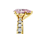 Yellow gold Fancy Pink Pear  Solitaire Pave Diamond Engagement Ring with Four-Prong Setting_191