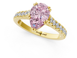 Yellow gold Fancy Pink Pear  Solitaire Pave Diamond Engagement Ring with Prong Setting_21