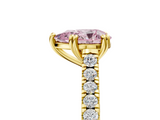 Yellow gold Fancy Pink Pear  Solitaire Pave Diamond Engagement Ring with Prong Setting_25
