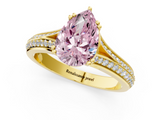 Yellow gold Fancy Pink Pear  Solitaire Pave Split Shank Engagement Ring with Six-Prong Setting_38