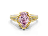 Yellow gold Fancy Pink Pear  Solitaire Pave Split Shank Ring with Four-Prong Setting_87