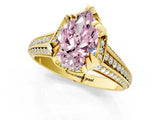 Yellow gold Fancy Pink Pear  Solitaire Pave Split Shank Ring with Four-Prong Setting_88